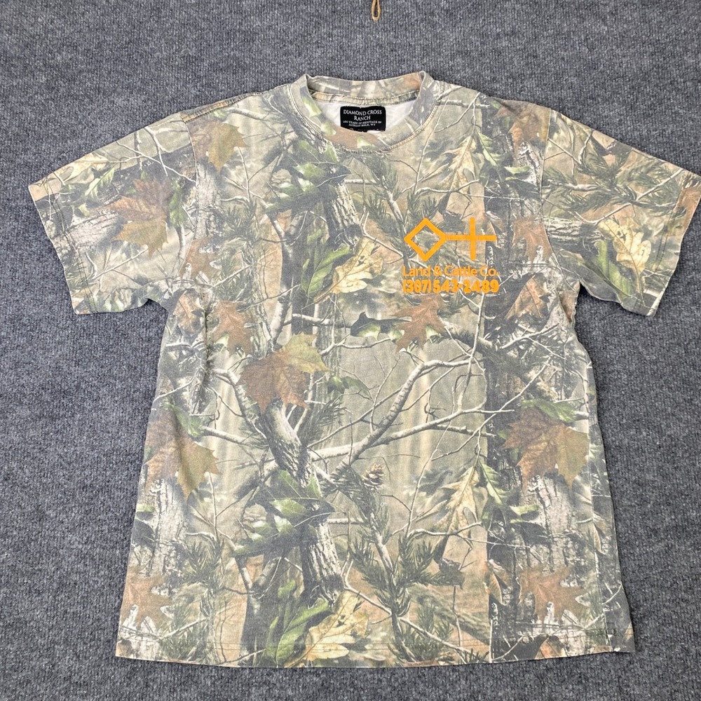 Diamond Cross Ranch Camo T-Shirt Mens Small Jackson Hole Wyoming Land Cattle Co